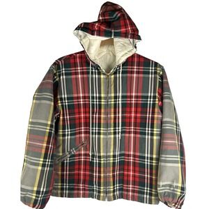Vintage Thermo Jac By Grove Plaid Hooded Jacket Coat Mens S Zip Up Pockets